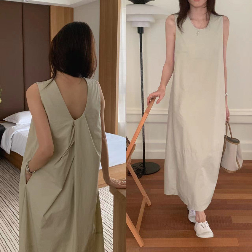 【F60322】實拍日系簡約前後兩穿開叉洋裝250408