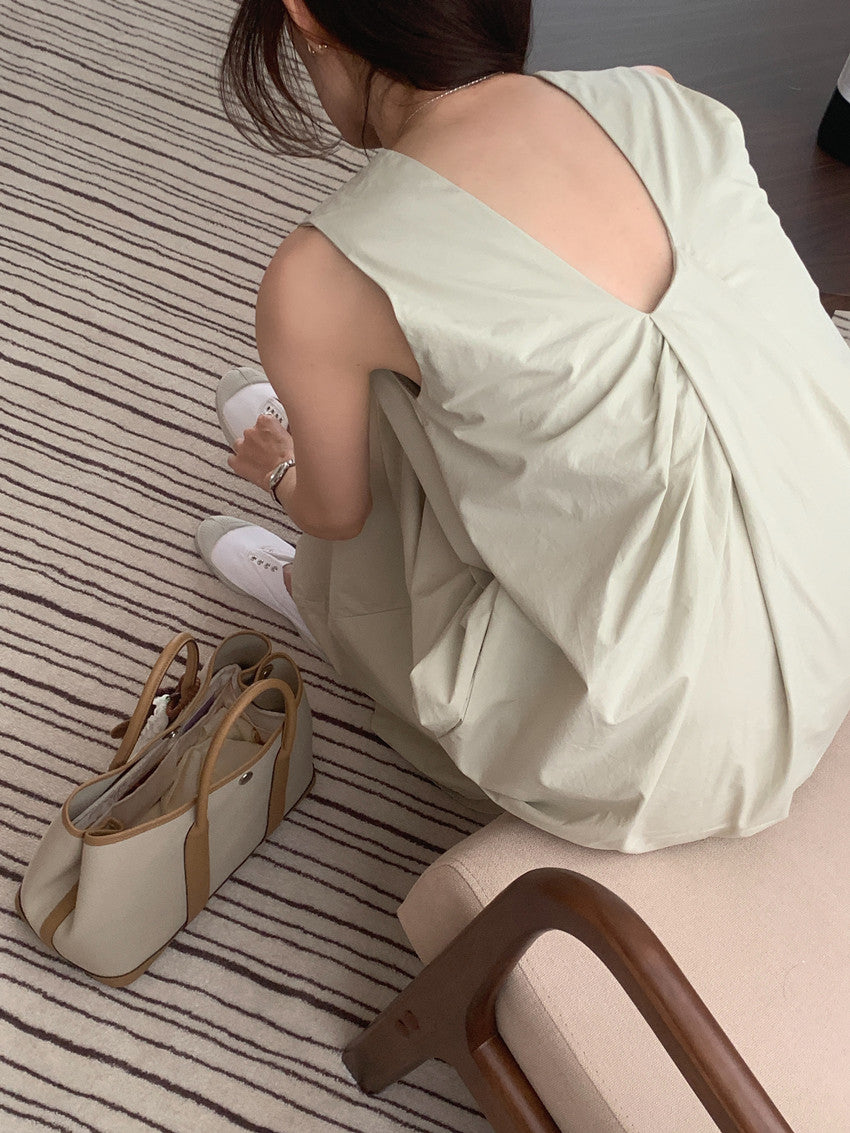 【F60322】實拍日系簡約前後兩穿開叉洋裝250408