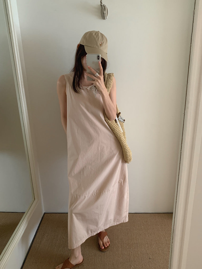 【F60322】實拍日系簡約前後兩穿開叉洋裝250408