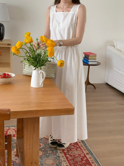 【F60563】法式慵懶度假風🌴小眾復古抽繩設計無袖背心寬鬆長版洋裝260413
