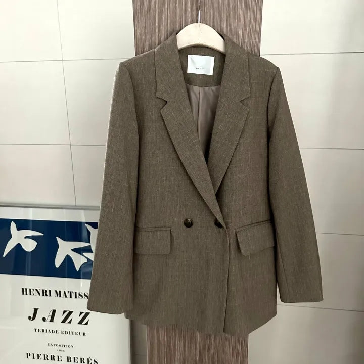 【F60142】韓國春秋復古休閒簡約西裝外套250218