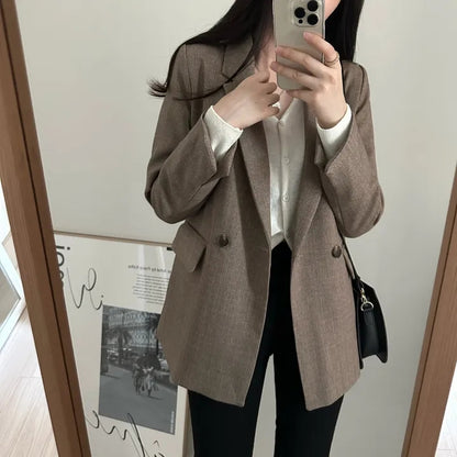 【F60142】韓國春秋復古休閒簡約西裝外套250218