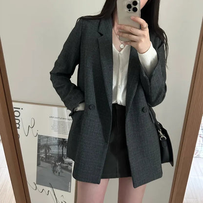 【F60142】韓國春秋復古休閒簡約西裝外套250218