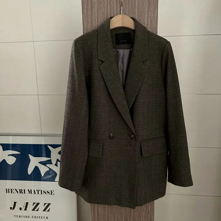 【F60142】韓國春秋復古休閒簡約西裝外套250218