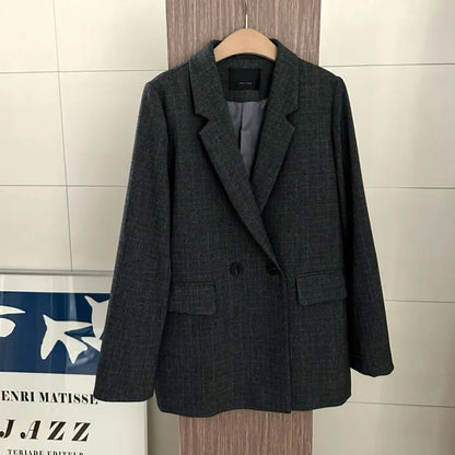 【F60142】韓國春秋復古休閒簡約西裝外套250218