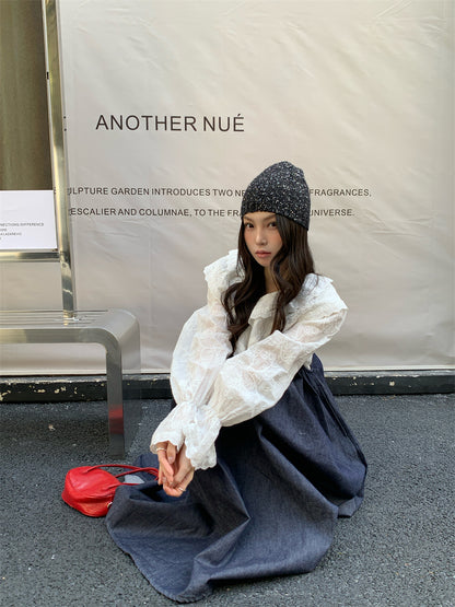 【F01224】實拍早春韓原單高定製全蕾絲刺繡襯衫250113