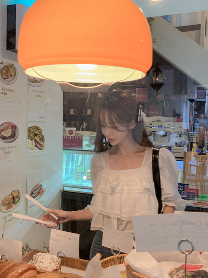 【F60685】精緻少女・重工蕾絲花邊長袖雪紡襯衫260825