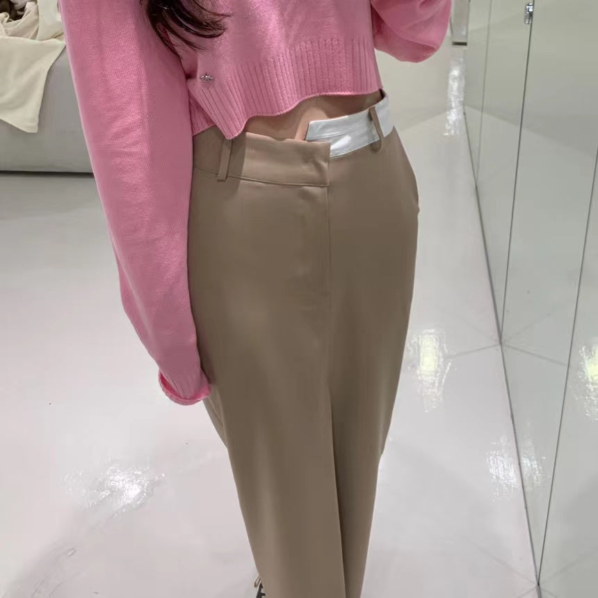 【F60354】韓國夏季設計感高腰前開叉裙250408