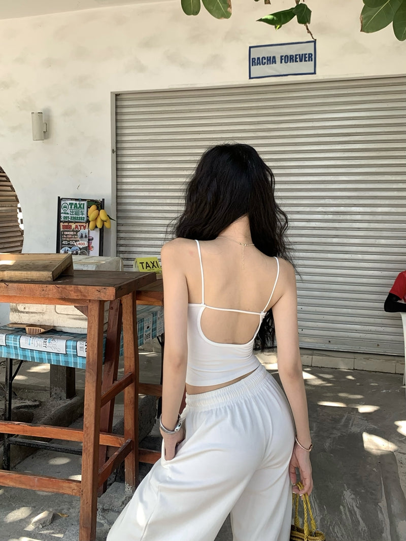 【F60442】實拍夏季細肩帶美背心（含胸墊）250609