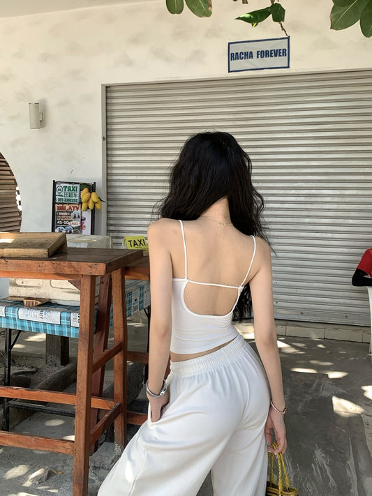 【F60442】實拍夏季細肩帶美背心（含胸墊）250609