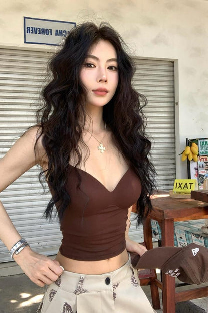 【F60442】實拍夏季細肩帶美背心（含胸墊）250609