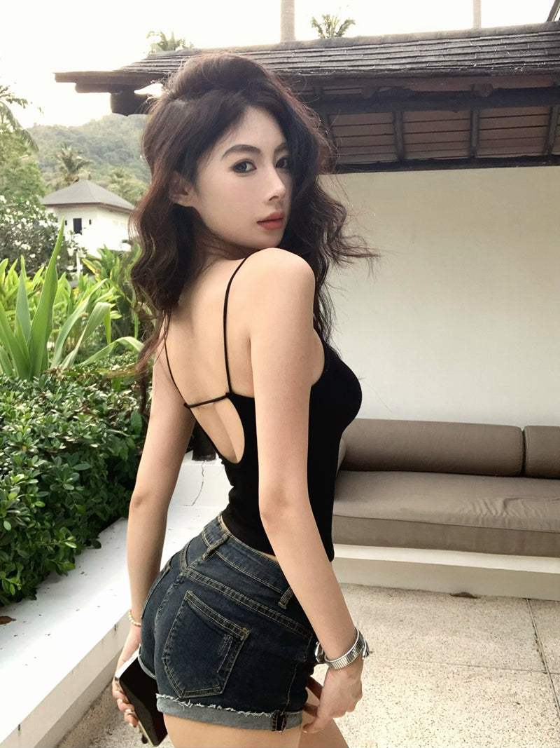 【F60442】實拍夏季細肩帶美背心（含胸墊）250609