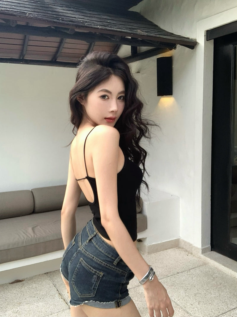 【F60442】實拍夏季細肩帶美背心（含胸墊）250609