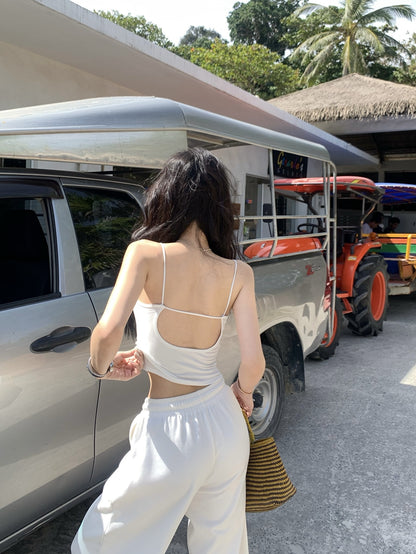 【F60442】實拍夏季細肩帶美背心（含胸墊）250609