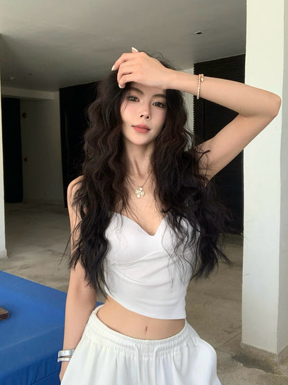 【F60442】實拍夏季細肩帶美背心（含胸墊）250609