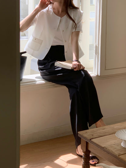 【F60383】實拍夏季小香風氣質短袖上衣外套250512