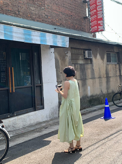 【F60370】實拍夏季時髦小眾褶皺設計洋裝250512
