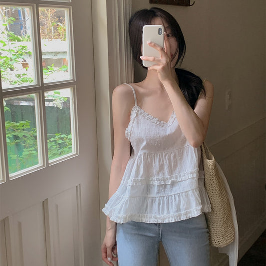 【F60417】韓國復古甜美浪漫小眾小清新背心250526
