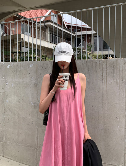 【F60474】韓系夏季法式氣質簡約慵懶度假洋裝250616
