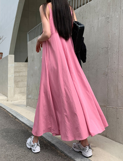 【F60474】韓系夏季法式氣質簡約慵懶度假洋裝250616