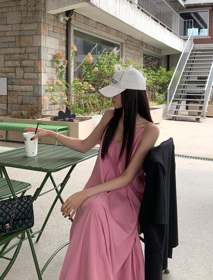 【F60474】韓系夏季法式氣質簡約慵懶度假洋裝250616