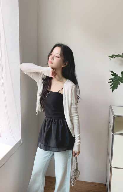 【F60368】實拍夏季芭蕾感復古雪紡吊帶背心250512