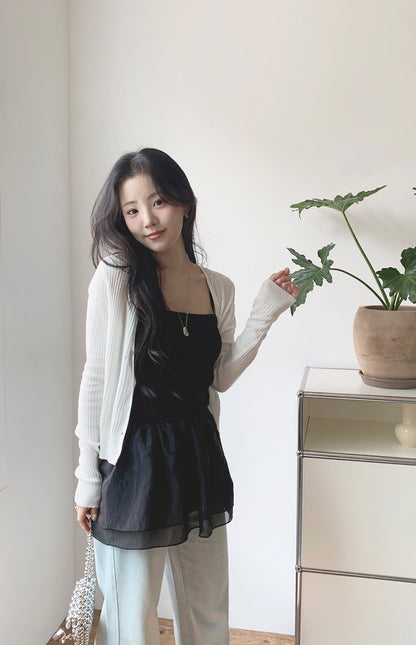 【F60368】實拍夏季芭蕾感復古雪紡吊帶背心250512
