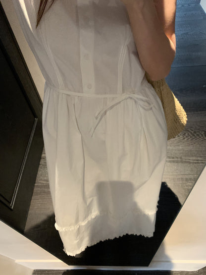 【F60421】實拍法式復古小荷葉拼接繫帶收腰洋裝250526