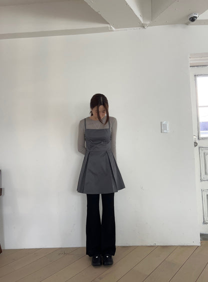 【F60473】實拍韓系復古綁帶背心A字洋裝250616