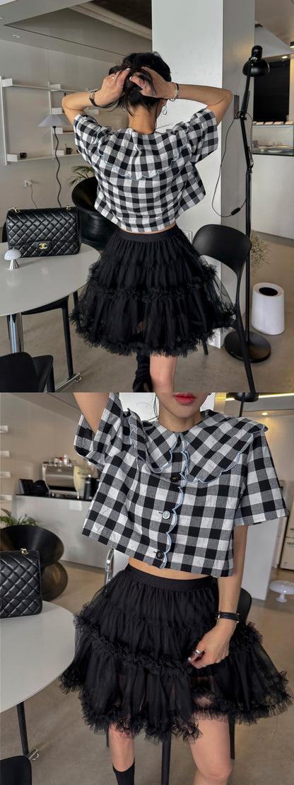 【F60415】韓國蓬蓬網紗甜美蛋糕裙（內有安全褲）250526