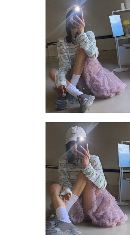 【F60415】韓國蓬蓬網紗甜美蛋糕裙（內有安全褲）250526