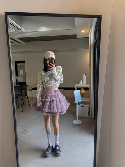 【F60415】韓國蓬蓬網紗甜美蛋糕裙（內有安全褲）250526