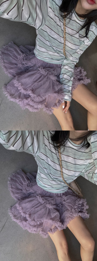 【F60415】韓國蓬蓬網紗甜美蛋糕裙（內有安全褲）250526