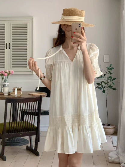 【F60630】夏季法式初戀細節滿滿傘狀洋裝260609