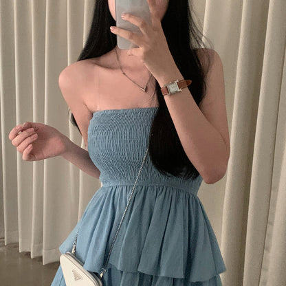 【F60401】實拍韓國復古甜美蛋糕平口洋裝250526