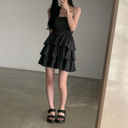 【F60401】實拍韓國復古甜美蛋糕平口洋裝250526