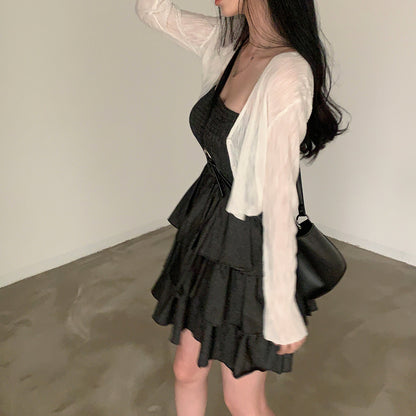 【F60401】實拍韓國復古甜美蛋糕平口洋裝250526