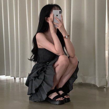 【F60401】實拍韓國復古甜美蛋糕平口洋裝250526