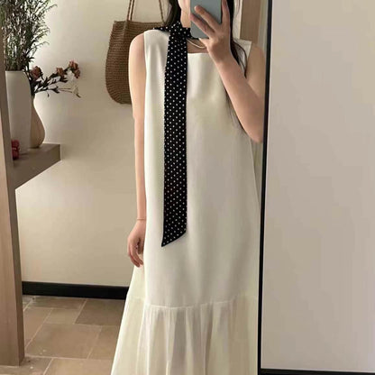 【F60447】】實拍簡約設計款洋裝＋絲巾250609
