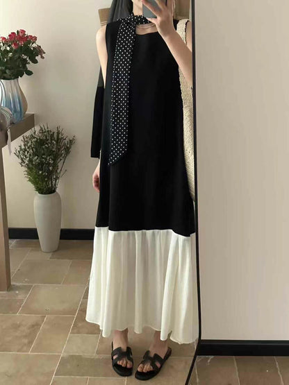 【F60447】】實拍簡約設計款洋裝＋絲巾250609