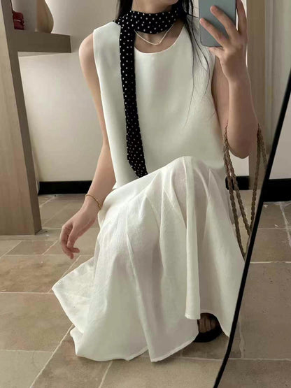 【F60447】】實拍簡約設計款洋裝＋絲巾250609