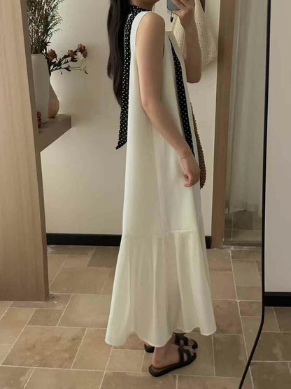 【F60447】】實拍簡約設計款洋裝＋絲巾250609