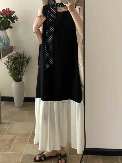 【F60447】】實拍簡約設計款洋裝＋絲巾250609