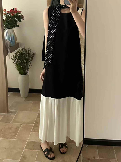【F60447】】實拍簡約設計款洋裝＋絲巾250609