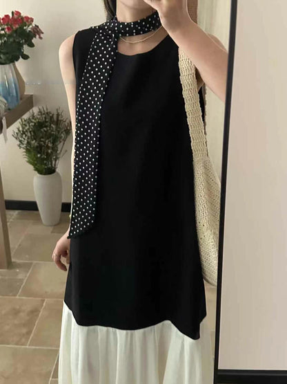 【F60447】】實拍簡約設計款洋裝＋絲巾250609