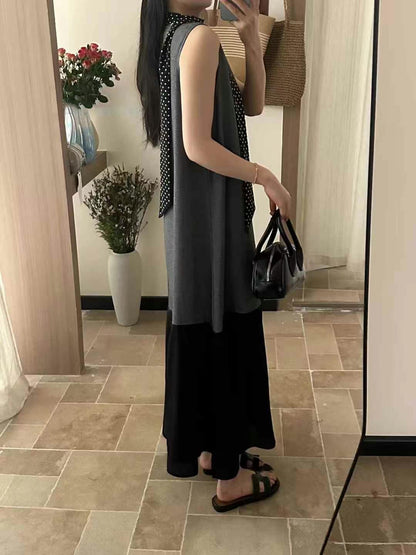 【F60447】】實拍簡約設計款洋裝＋絲巾250609