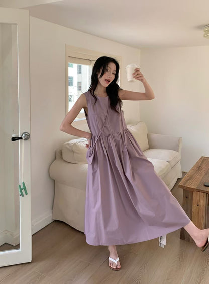 【F60446】實拍韓國夏天簡約氣質洋裝＋斜背小包250609