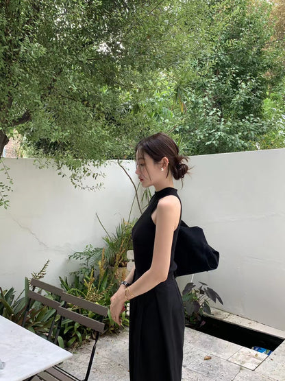 【F60409】韓國氣質簡約掛脖針織背心250526