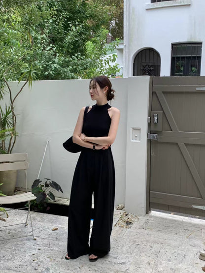 【F60409】韓國氣質簡約掛脖針織背心250526