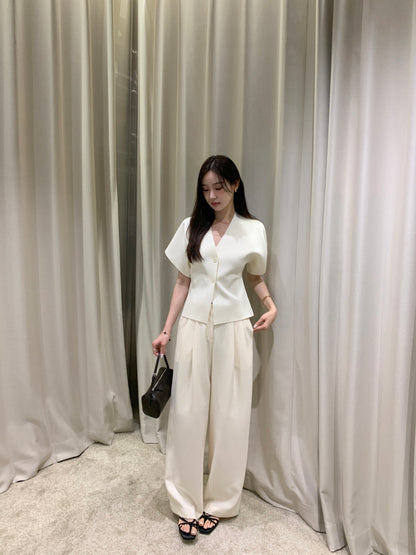 【F60408】韓國夏季法式簡約V領針織開衫250526